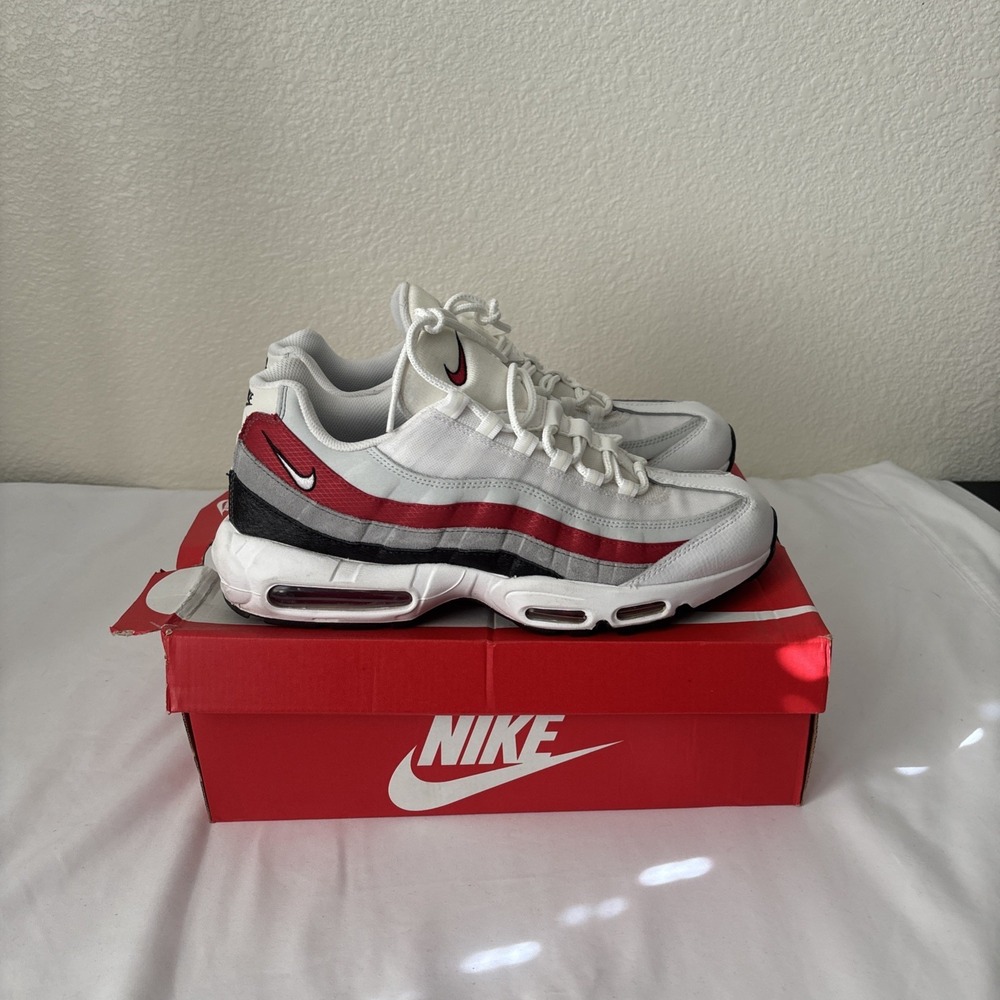 Nike Air Max‎ 95 Essential White Varsity Red Size 13 black  Swoosh